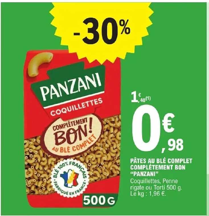 PÂTES AU BLÉ COMPLET COMPLÈTEMENT BON "PANZANI"