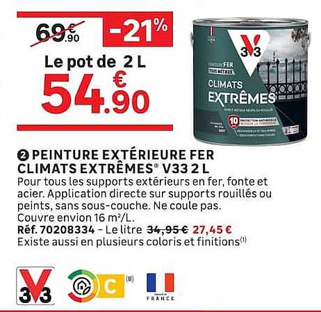 PEINTURE EXTÉRIEURE FER CLIMATS EXTRÊMES V33 2 L