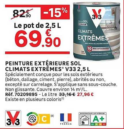 PEINTURE EXTÉRIEURE SOL CLIMATS EXTRÊMES* V33 2,5 L