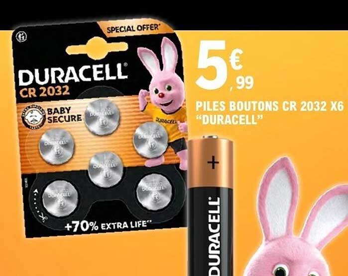 PILES BOUTONS CR 2032 X6 “DURACELL”
