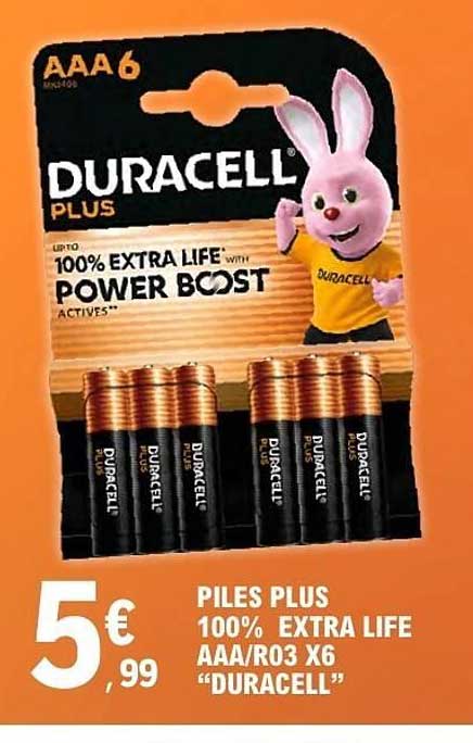 PILES PLUS 100% EXTRA LIFE AAA/R03 X6 “DURACELL”