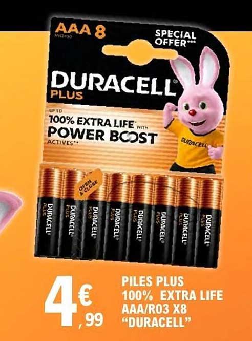 PILES PLUS 100% EXTRA LIFE AAA/R03 X8 “DURACELL”