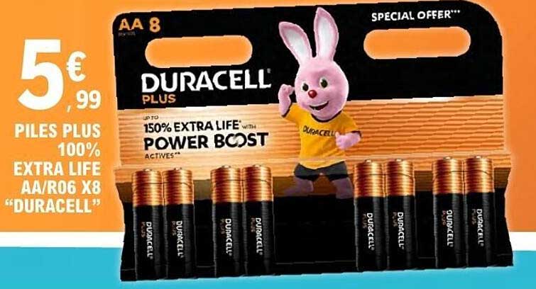 PILES PLUS 100% EXTRA LIFE AA/R06 X8 “DURACELL”
