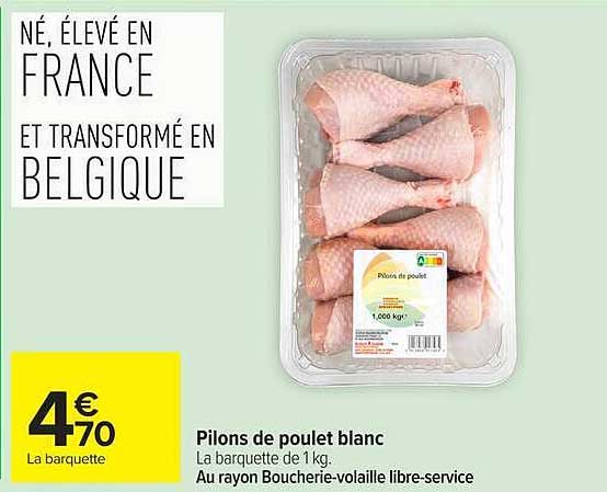 Pilons de poulet blanc
