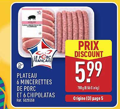 PLATEAU 6 MINIRETTES DE PORC ET 6 CHIPOLATAS