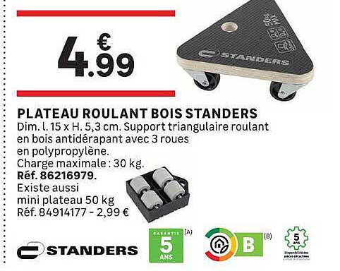 PLATEAU ROULANT BOIS STANDERS