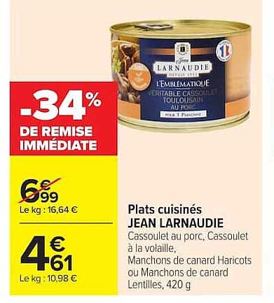 Plats cuisinés JEAN LARNAUDIE