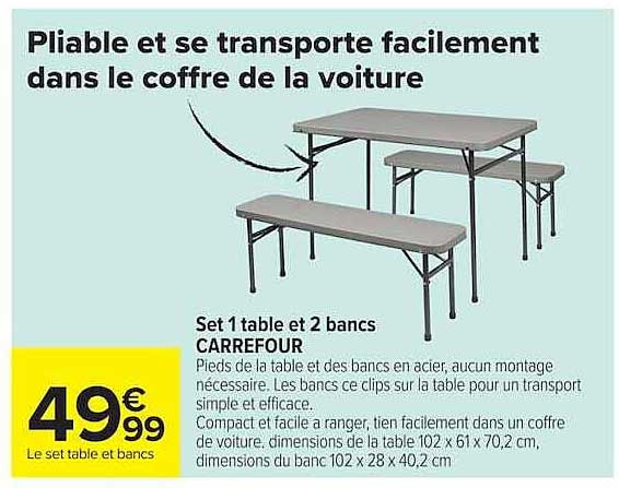 Pliable et se transporte facilement dans le coffre de la voiture