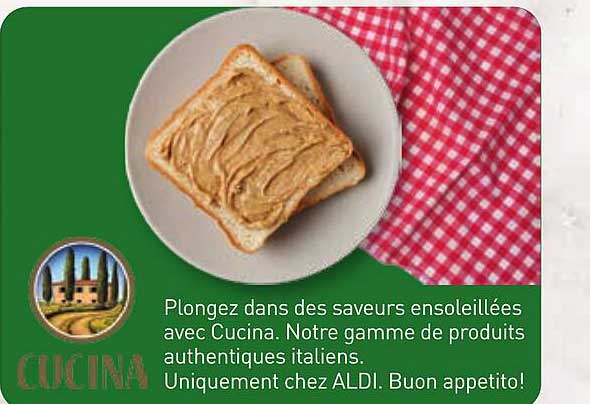 Plongez dans des saveurs ensoleillées avec Cucina. Notre gamme de produits authentiques italiens. Uniquement chez ALDI. Buon appetito!