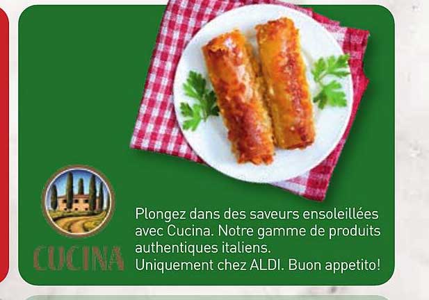 Plongez dans des saveurs ensoleillées avec Cucina. Notre gamme de produits authentiques italiens. Uniquement chez ALDI. Buon appetito!