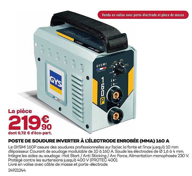 POSTE DE SOUDURE INVERTER À L’ELECTRODE ENROBÉE (MMA) 160 A