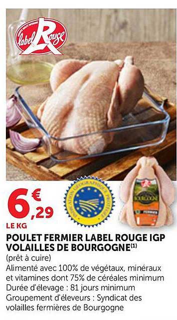 POULET FERMIER LABEL ROUGE IGP VOLAILLES DE BOURGOGNE