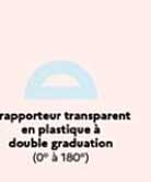 Rapporteur transparent en plastique à double graduation (0° à 180°)