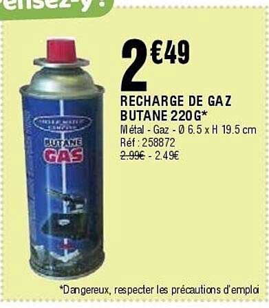 RECHARGE DE GAZ BUTANE 220 G*