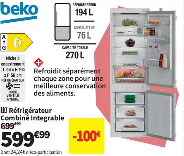 Réfrigérateur Combiné Integrable