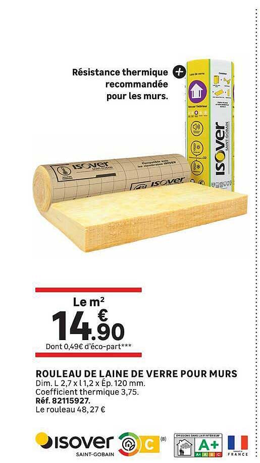 Résistance thermique recommandée pour les murs.