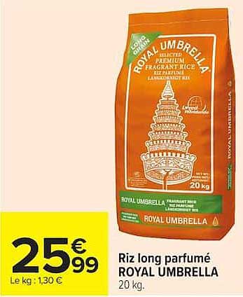 Riz long parfumé ROYAL UMBRELLA 20 kg.