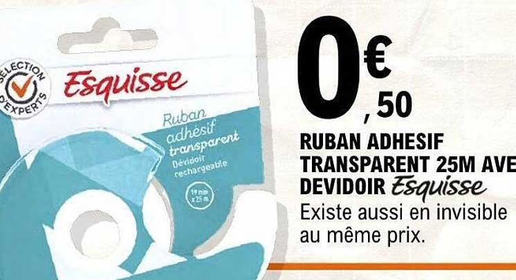 RUBAN ADHESIF TRANSPARENT 25M AVEC DEVIDOIR Esquisse