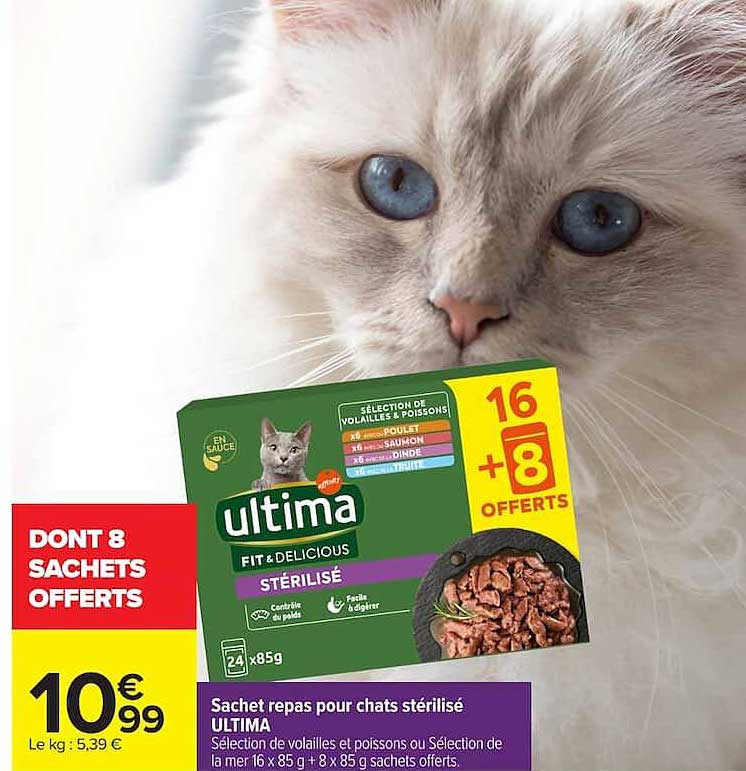Sachet repas pour chats stérilisé ULTIMA