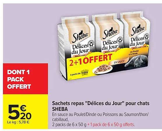 Sachets repas "Délices du Jour" pour chats SHEBA