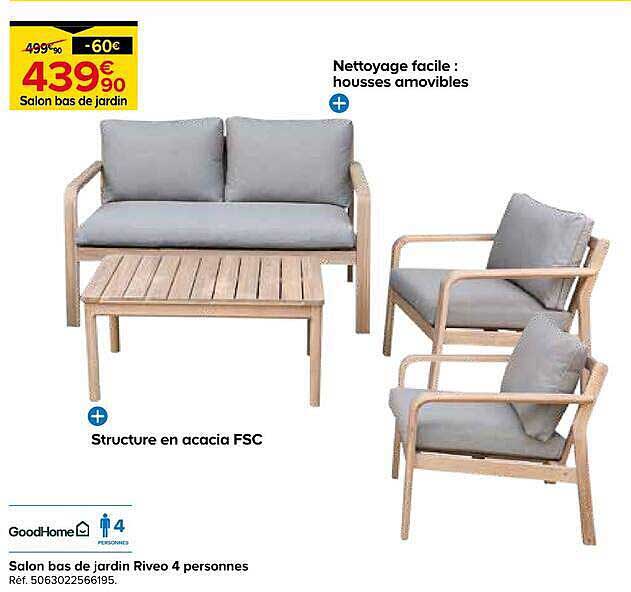 Salon bas de jardin Riveo 4 personnes