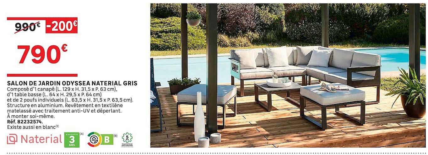 SALON DE JARDIN ODYSEA NATERIAL GRIS