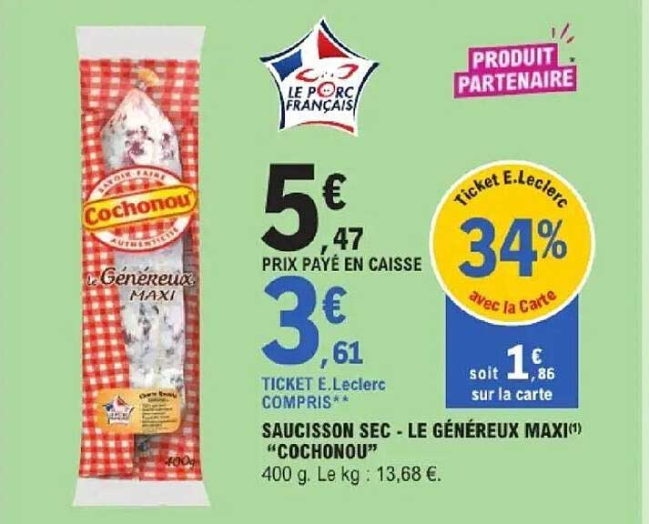 SAUCISSON SEC - LE GÉNÉREUX MAXI "COCHONOU"