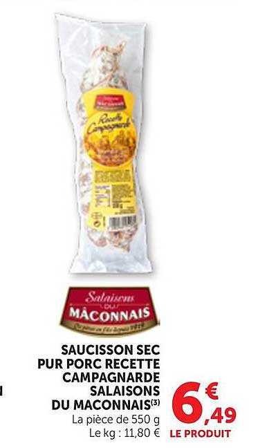 SAUCISSON SEC PUR PORC RECETTE CAMPAGNARDE SALAIS DU MACONNAIS
