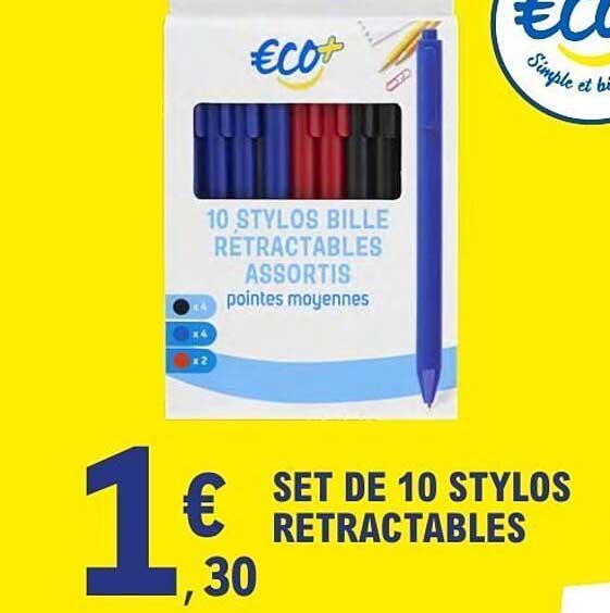 SET DE 10 STYLOS RETRACTABLES