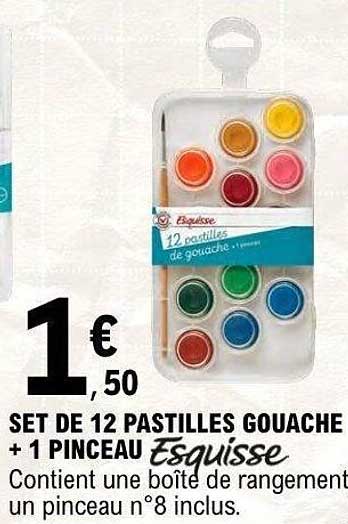 SET DE 12 PASTILLES GOUACHE + 1 PINCEAU Esquisse