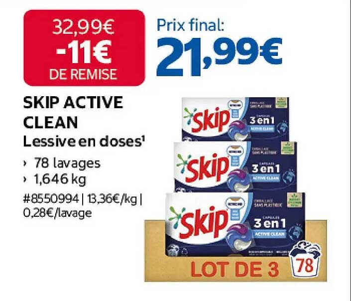 SKIP ACTIVE CLEAN Lessive en doses1