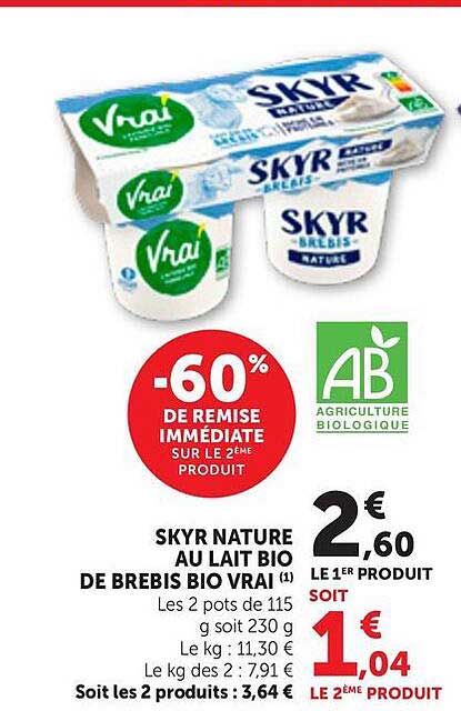 SKYR NATURE AU LAIT BIO DE BREBIS BIO VRAI