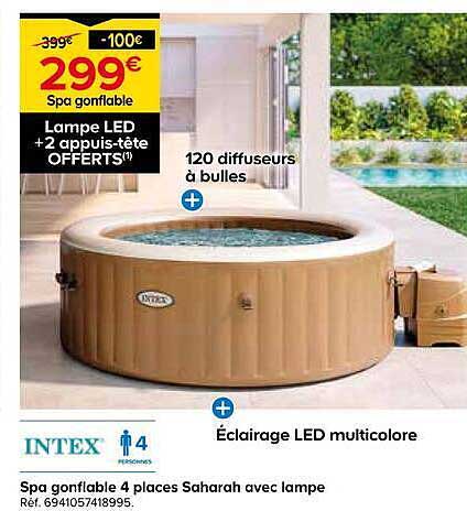 Spa gonflable 4 places Sahaarh avec lampe