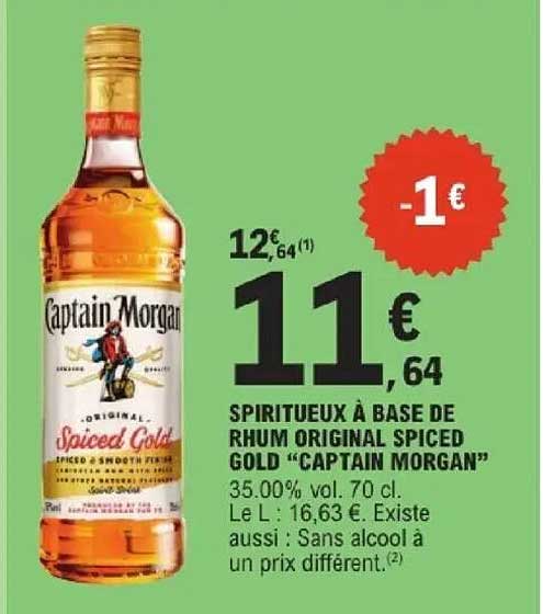 SPIRITUEUX A BASE DE RHUM ORIGINAL SPICED GOLD “CAPTAIN MORGAN”