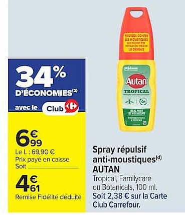Spray répulsif anti-moustiques AUTAN