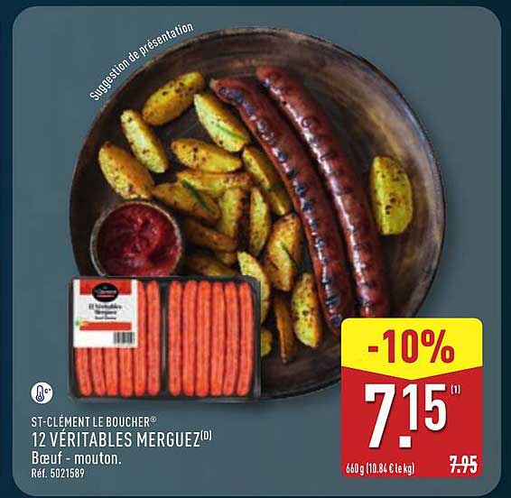 ST-CLÉMENT LE BOUCHER® 12 VÉRITABLES MERGUEZ®(D) Boeuf - mouton.