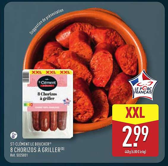 ST-CLÉMENT LE BOUCHER® 8 CHORIZOS À GRILLER(D)