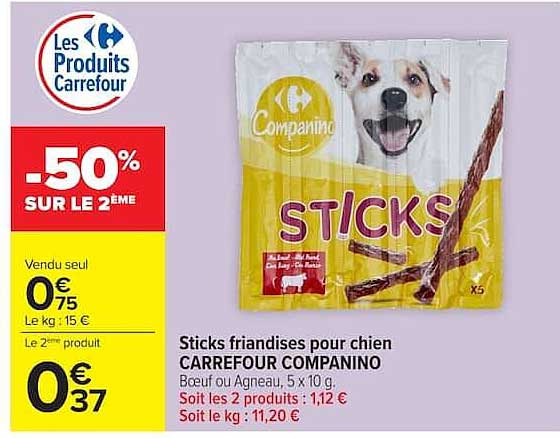 Sticks friandises pour chien CARREFOUR COMPANINO