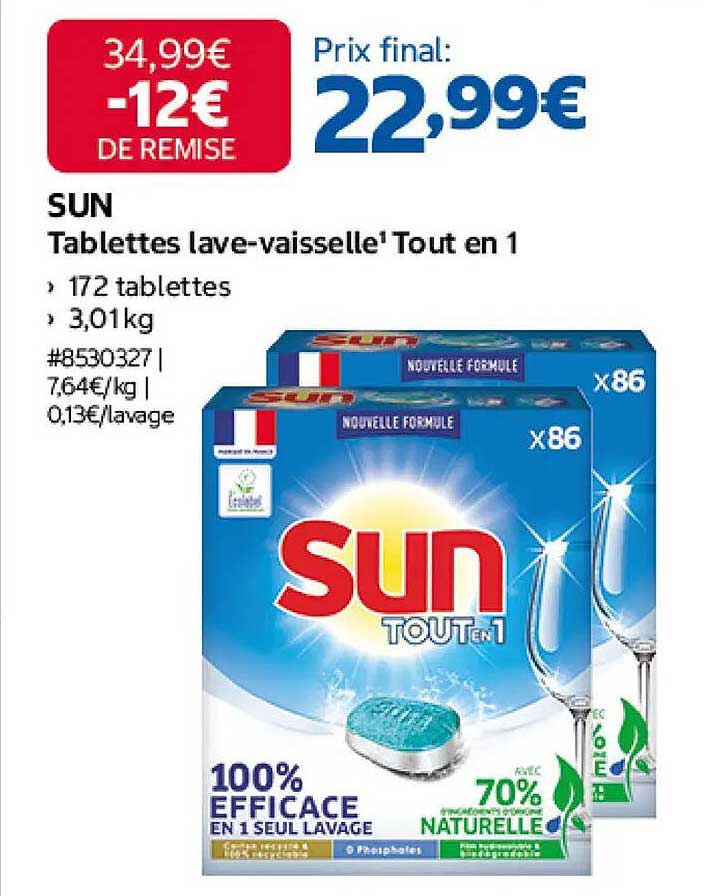 SUN Tablettes lave-vaisselle¹ Tout en 1