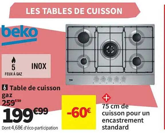 Table de cuisson gaz