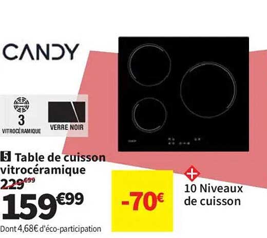 Table de cuisson vitrocéramique