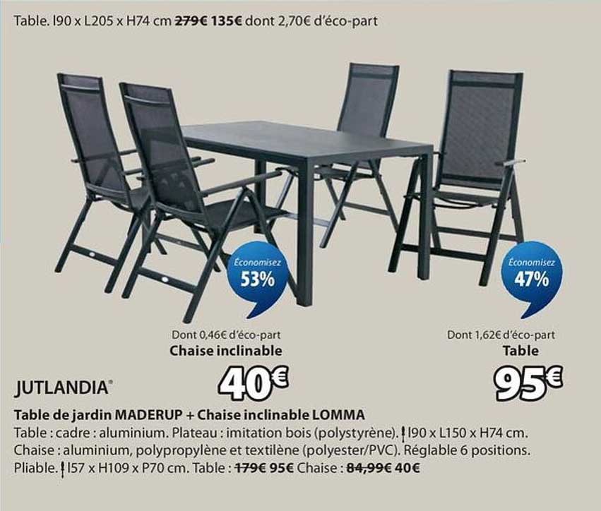 Table de jardin MADERUP + Chaise inclinable LOMMA