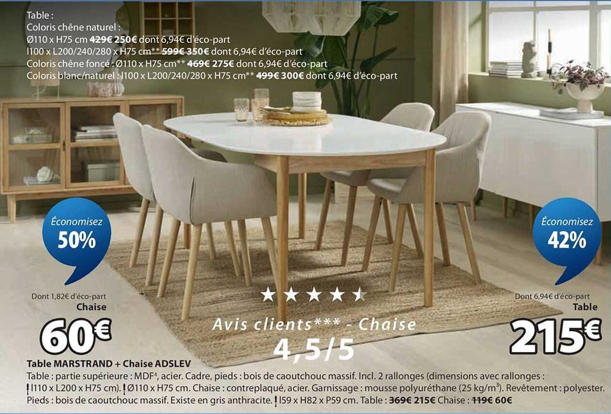 Table MARSTRAND + Chaise ADSLEV