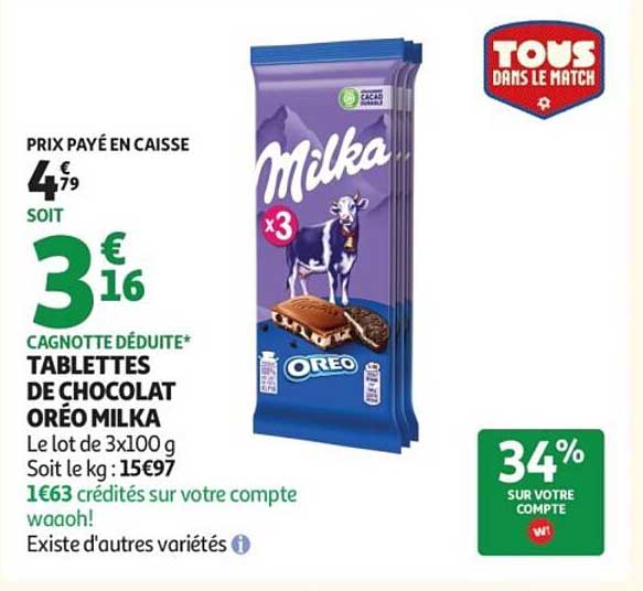 TABLETTES DE CHOCOLAT OREO MILKA