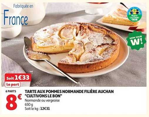 TARTE AUX POMMES NORMANDE FILIÈRE AUCHAN "CULTIVONS LE BON"