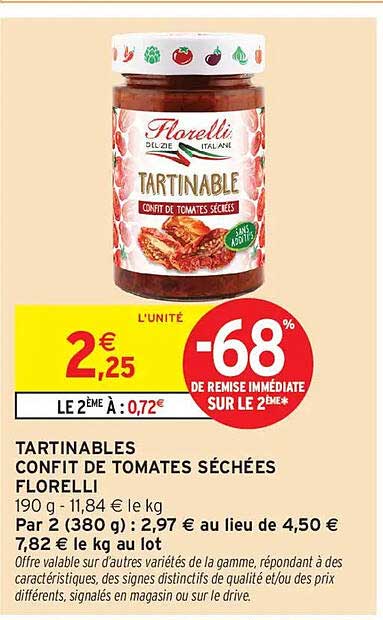 TARTINABLES CONFIT DE TOMATES SÉCHÉES FLORELLI