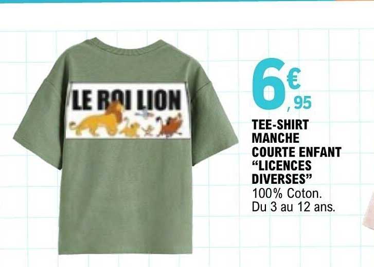 TEE-SHIRT MANCHE COURTE ENFANT “LICENCES DIVERSES”