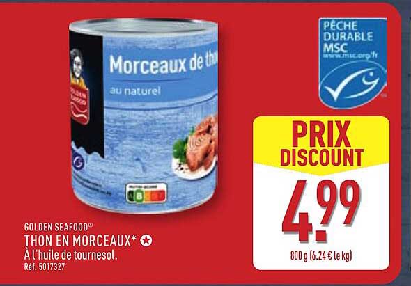 THON EN MORCEAUX* À L'HUILE DE TOURNESOL.