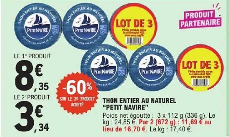 THON ENTIER AU NATUREL "PETIT NAVIRE"
