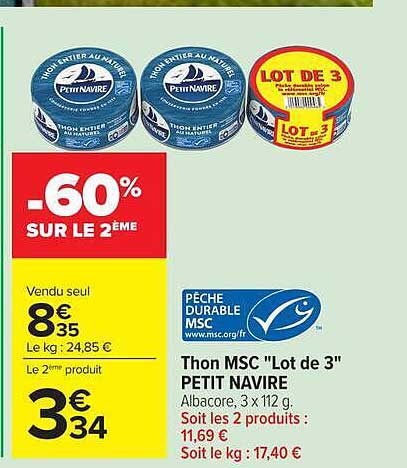 Thon MSC "Lot de 3" PETIT NAVIRE